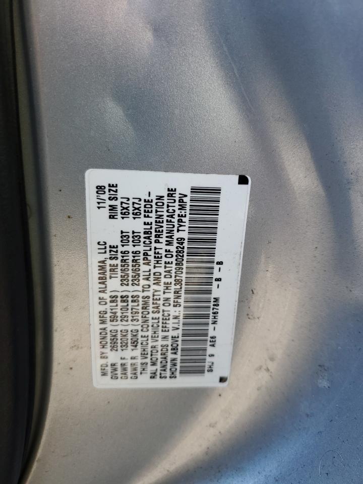 2009 Honda Odyssey VIN: 5FNRL38709B028249 Lot: 81913745