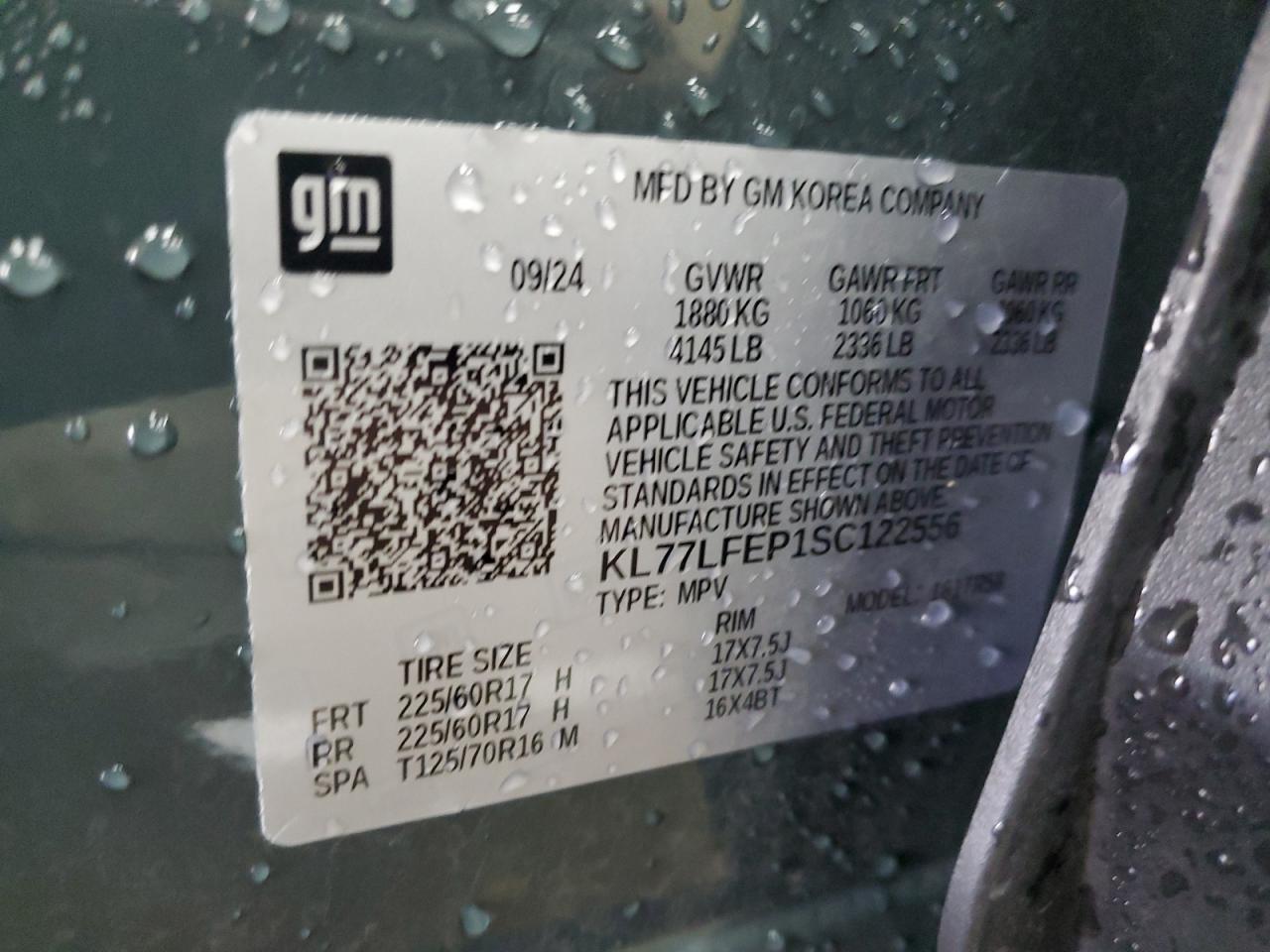 2025 Chevrolet Trax Ls VIN: KL77LFEP1SC122556 Lot: 86292565