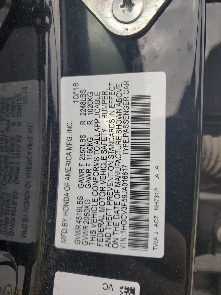 2018 Honda Accord Hybrid Exl VIN: 1HGCV3F59JA016617 Lot: 81924265