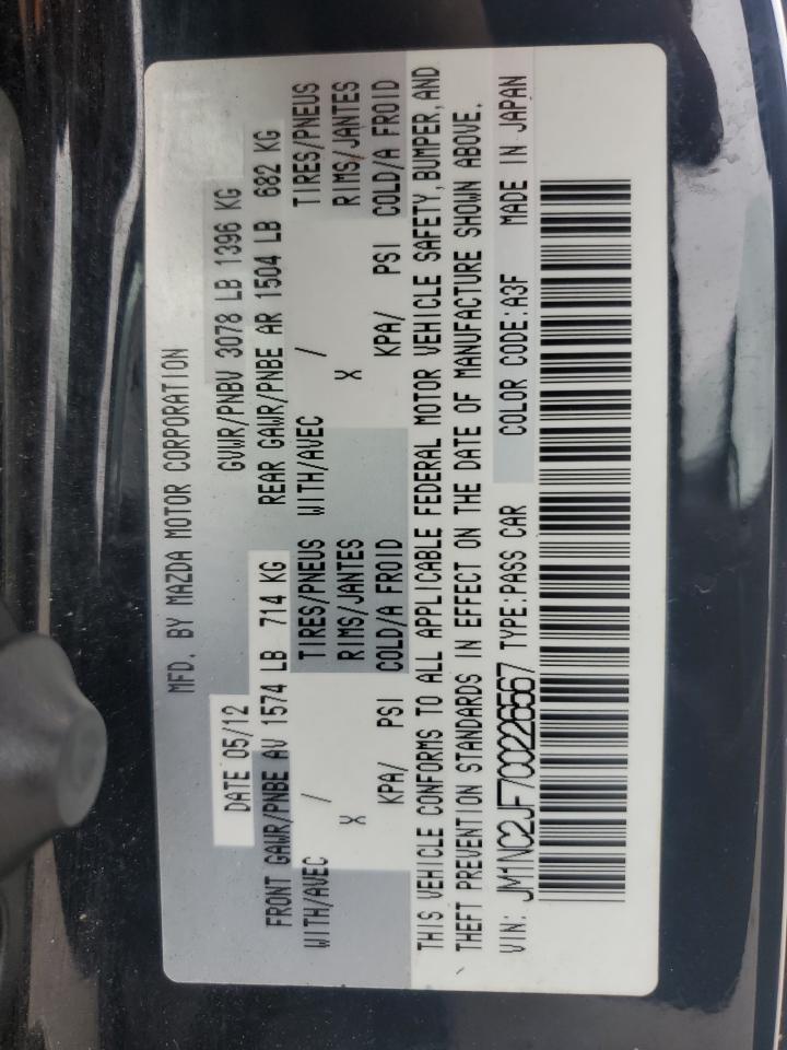 2012 Mazda Mx-5 Miata VIN: JM1NC2JF7C0226567 Lot: 85741735