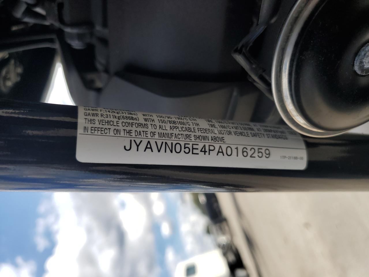 2023 Yamaha Xvs950 Cud VIN: JYAVN05E4PA016259 Lot: 85323235