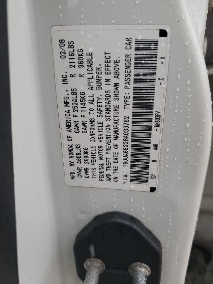 2008 Acura Tl VIN: 19UUA66228A033762 Lot: 89630185