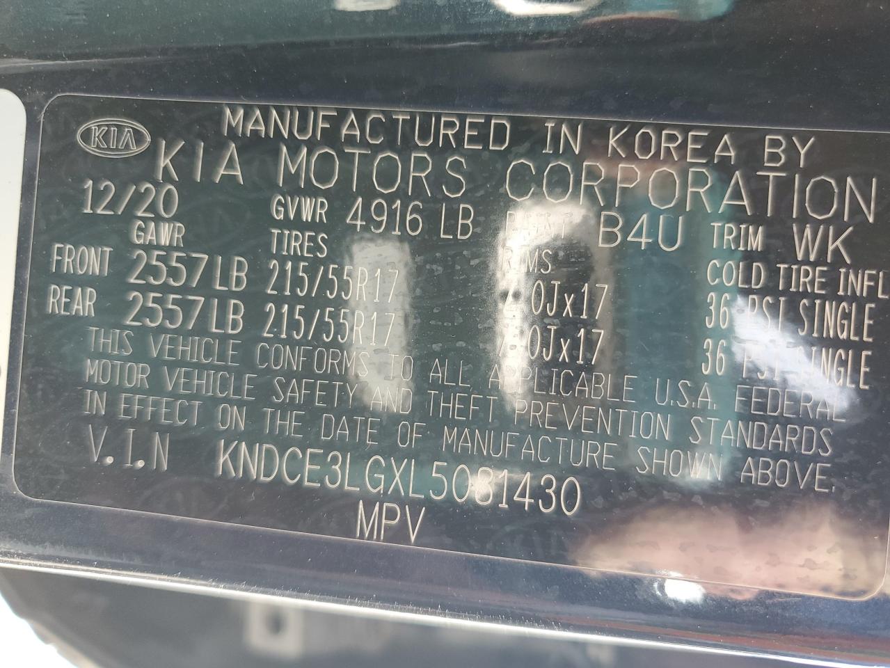 2020 Kia Niro Ex Premium VIN: KNDCE3LGXL5081430 Lot: 86797705