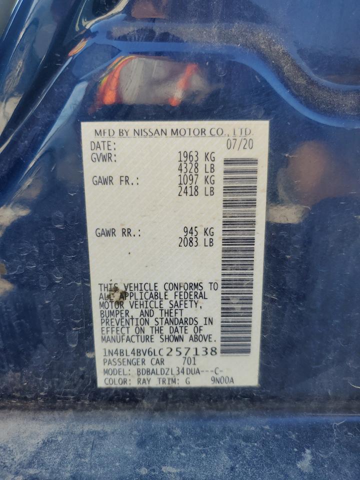 2020 Nissan Altima S VIN: 1N4BL4BV6LC257138 Lot: 84768225