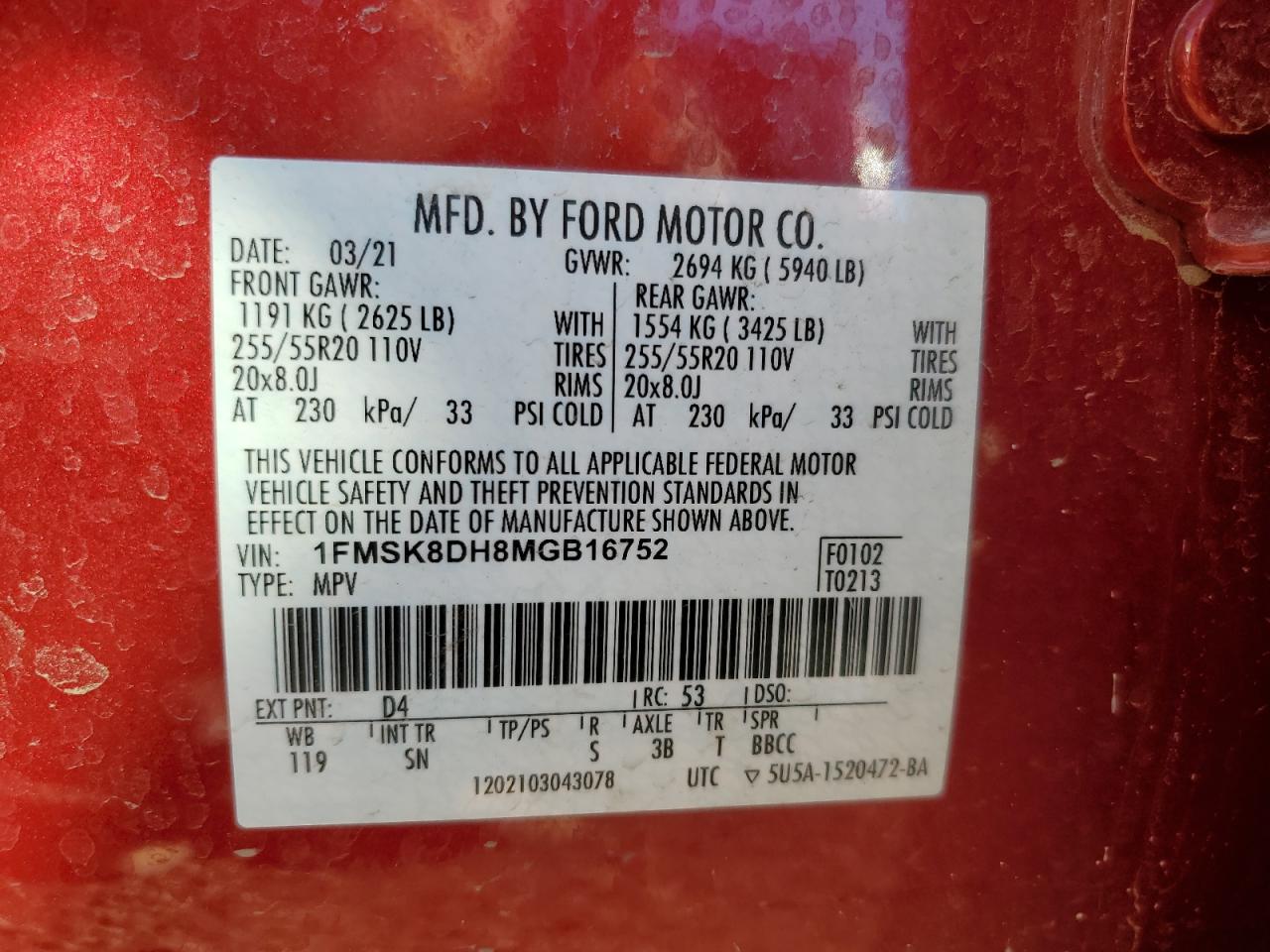 2021 Ford Explorer Xlt VIN: 1FMSK8DH8MGB16752 Lot: 85729015