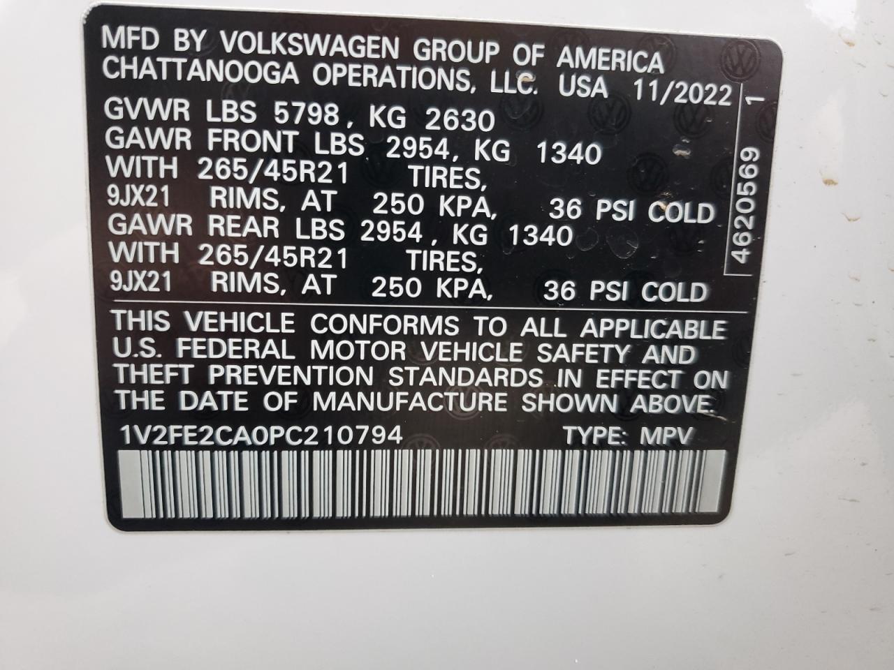 2023 Volkswagen Atlas Cross Sport Sel Premium R-Line VIN: 1V2FE2CA0PC210794 Lot: 89839355