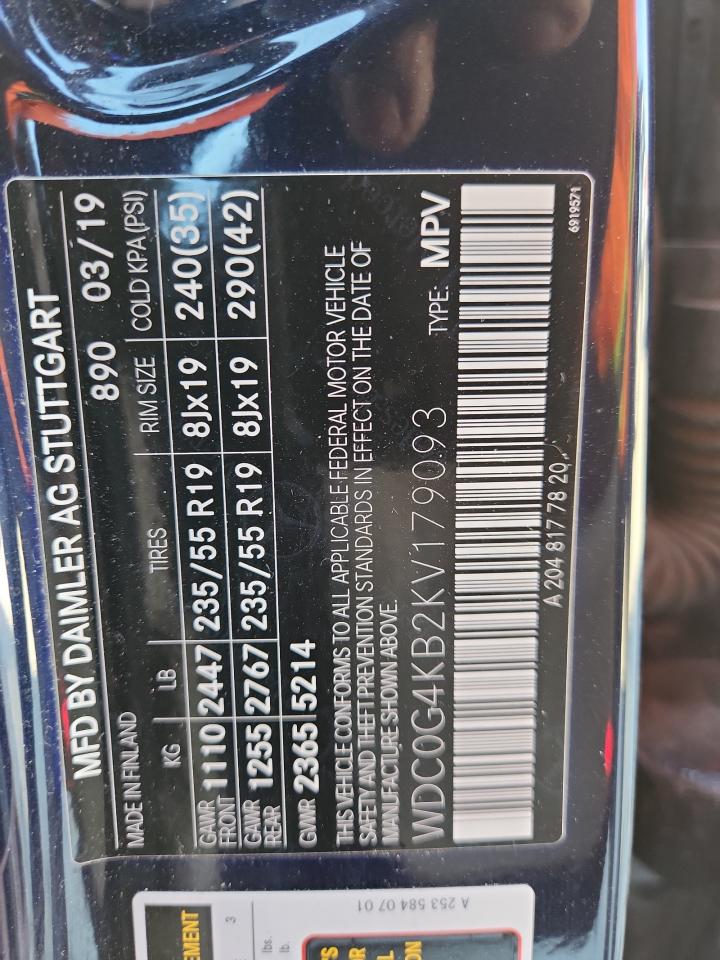 2019 Mercedes-Benz Glc 300 4Matic VIN: WDC0G4KB2KV179093 Lot: 87264815