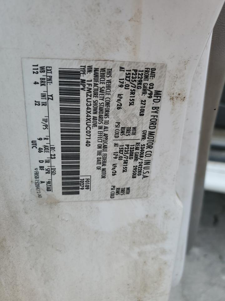 1999 Ford Explorer VIN: 1FMZU34X4XUC07140 Lot: 85523045