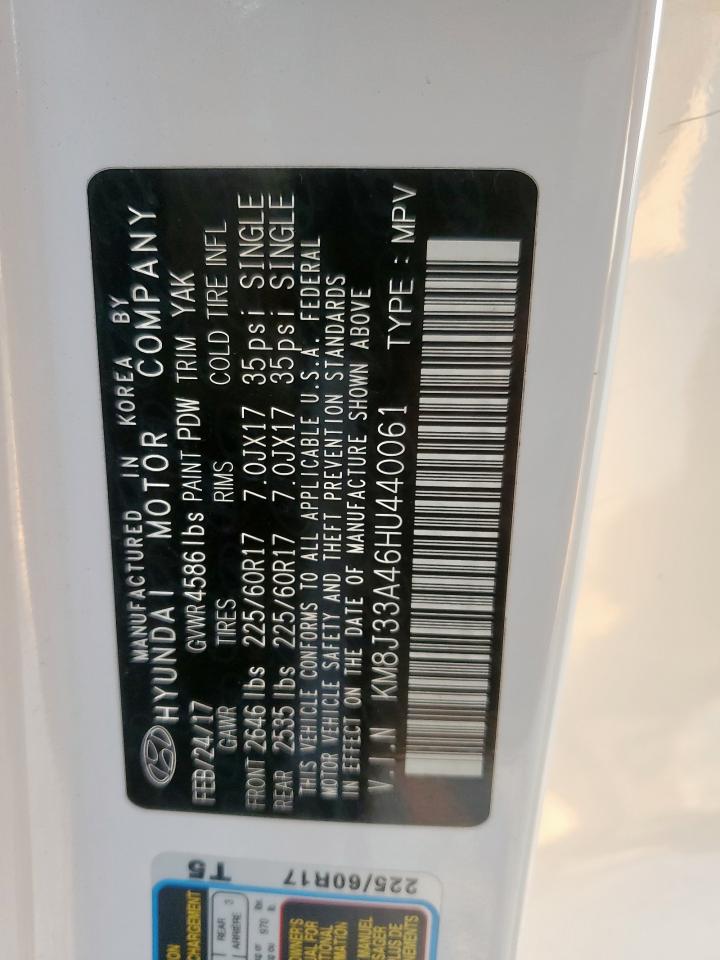 2017 Hyundai Tucson Limited VIN: KM8J33A46HU440061 Lot: 82384805