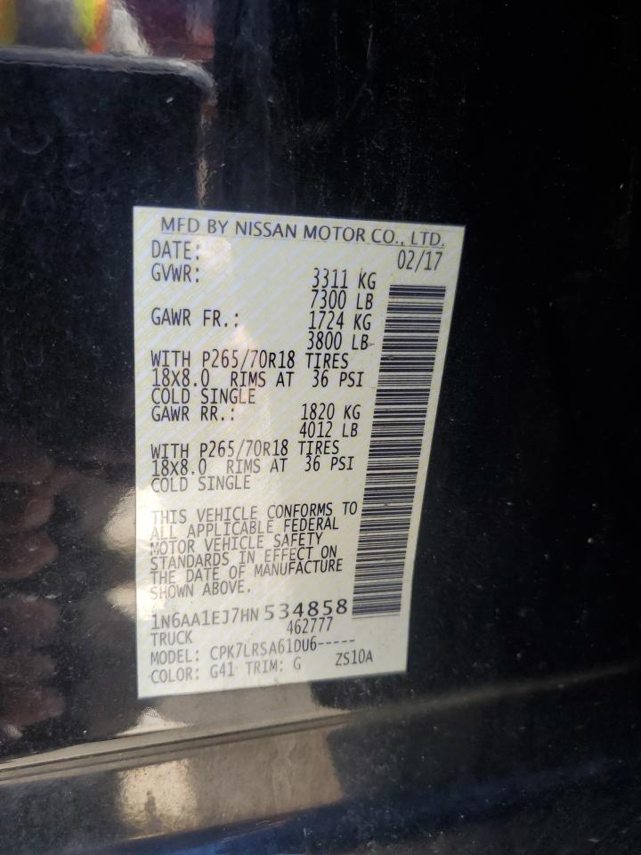 2017 Nissan Titan S VIN: 1N6AA1EJ7HN534858 Lot: 85089095