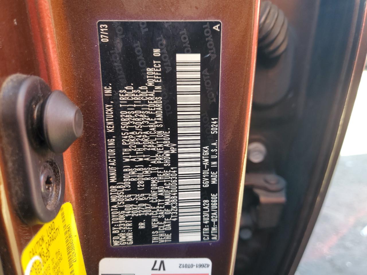 2013 Toyota Venza Le VIN: 4T3ZK3BB4DU063041 Lot: 82318545
