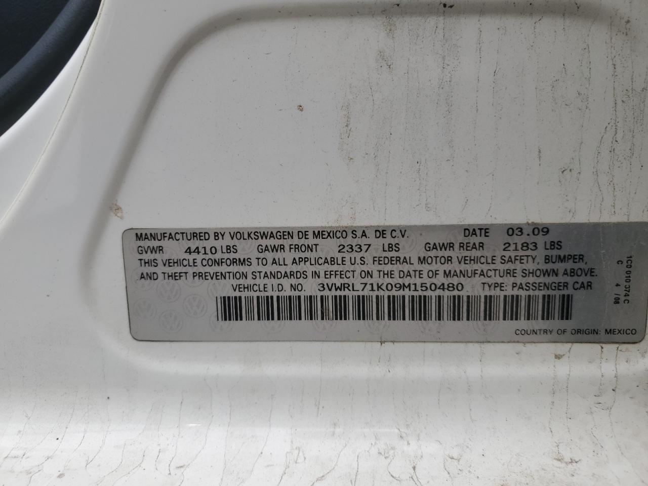 2009 Volkswagen Jetta Tdi VIN: 3VWRL71K09M150480 Lot: 82251595