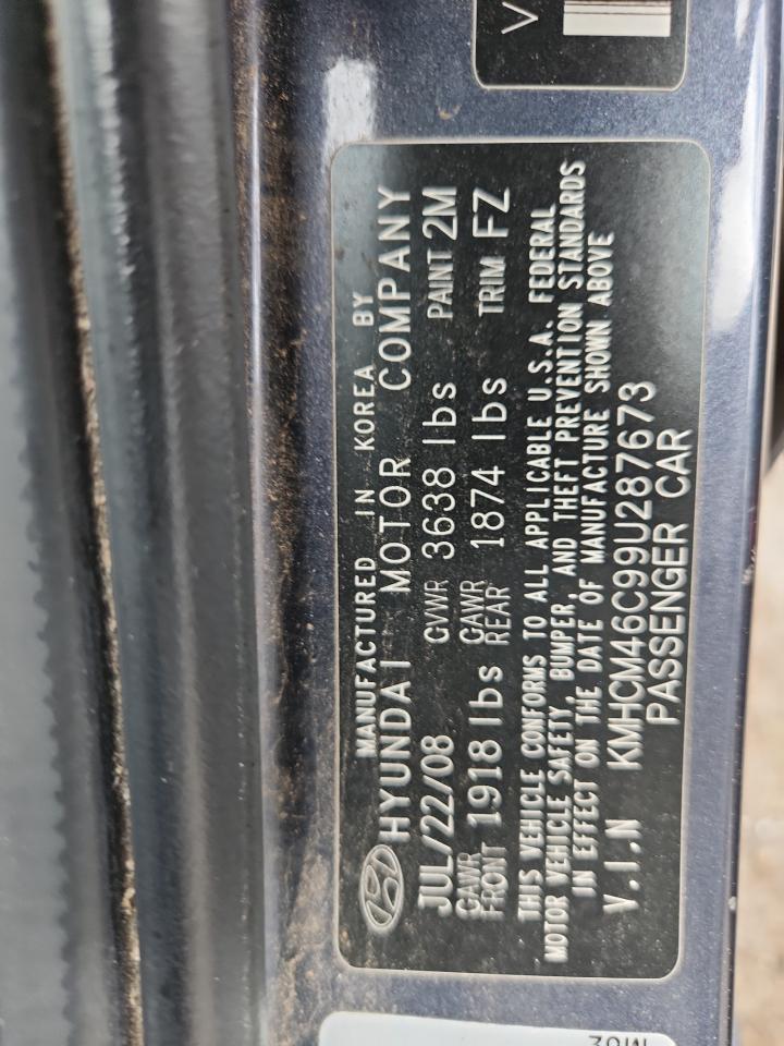 2009 Hyundai Accent Gls VIN: KMHCM46C99U287673 Lot: 86133245