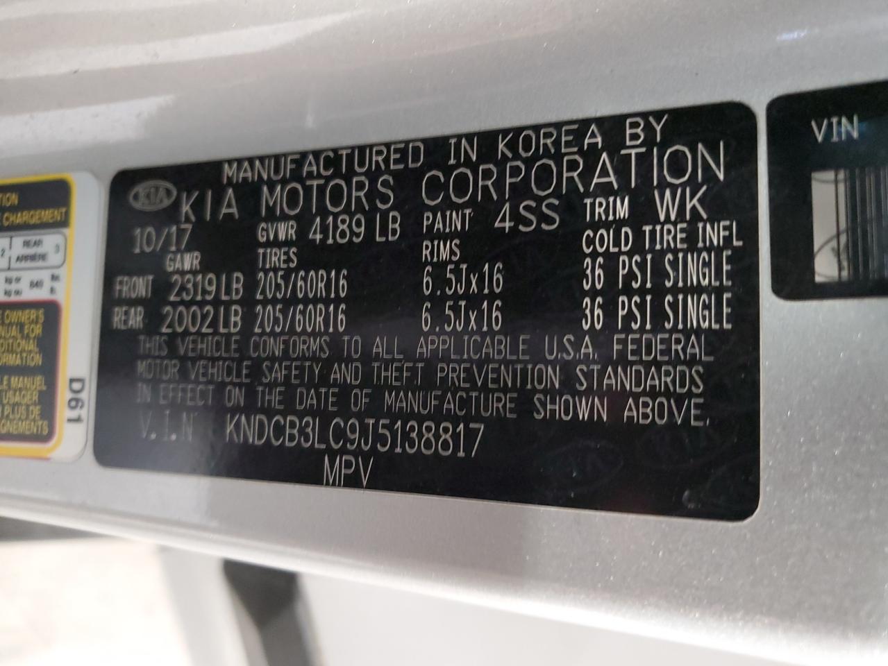 2018 Kia Niro Fe VIN: KNDCB3LC9J5138817 Lot: 90022005