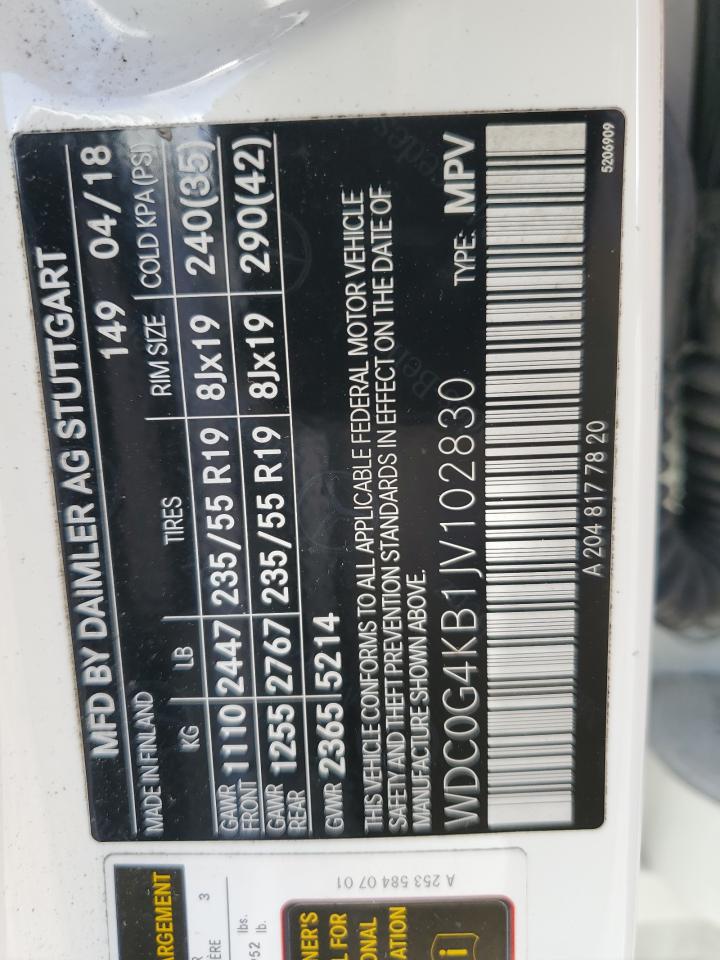 2018 Mercedes-Benz Glc 300 4Matic VIN: WDC0G4KB1JV102830 Lot: 83986675