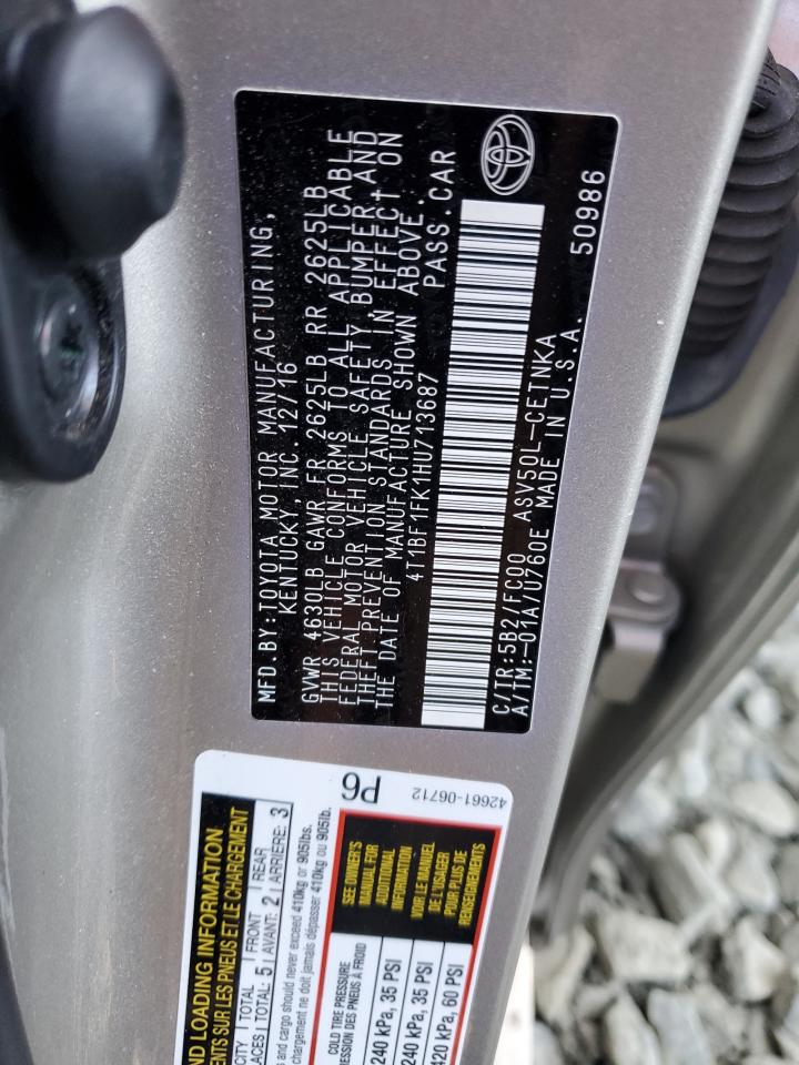 2017 Toyota Camry Le VIN: 4T1BF1FK1HU713687 Lot: 81990865