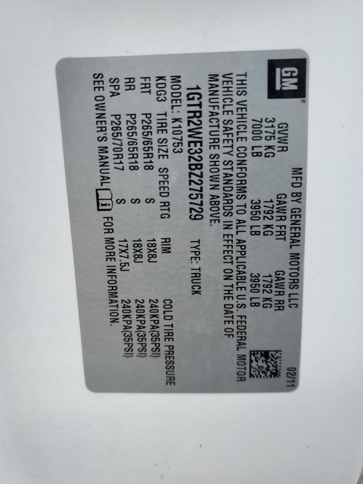 2011 GMC Sierra K1500 Slt VIN: 1GTR2WE32BZ275729 Lot: 82328865