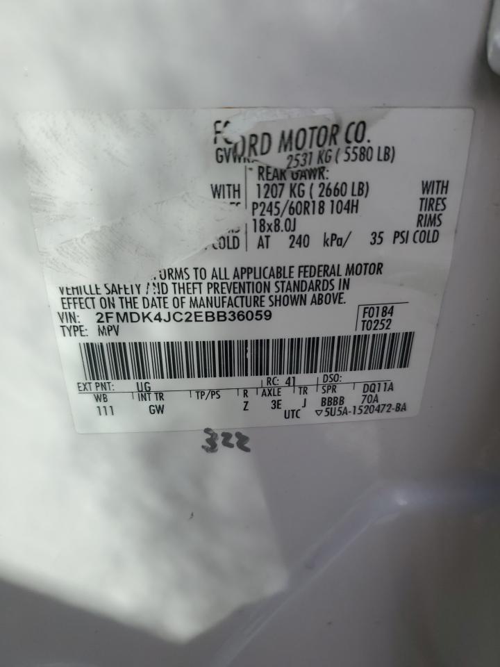 2014 Ford Edge Sel VIN: 2FMDK4JC2EBB36059 Lot: 81899775