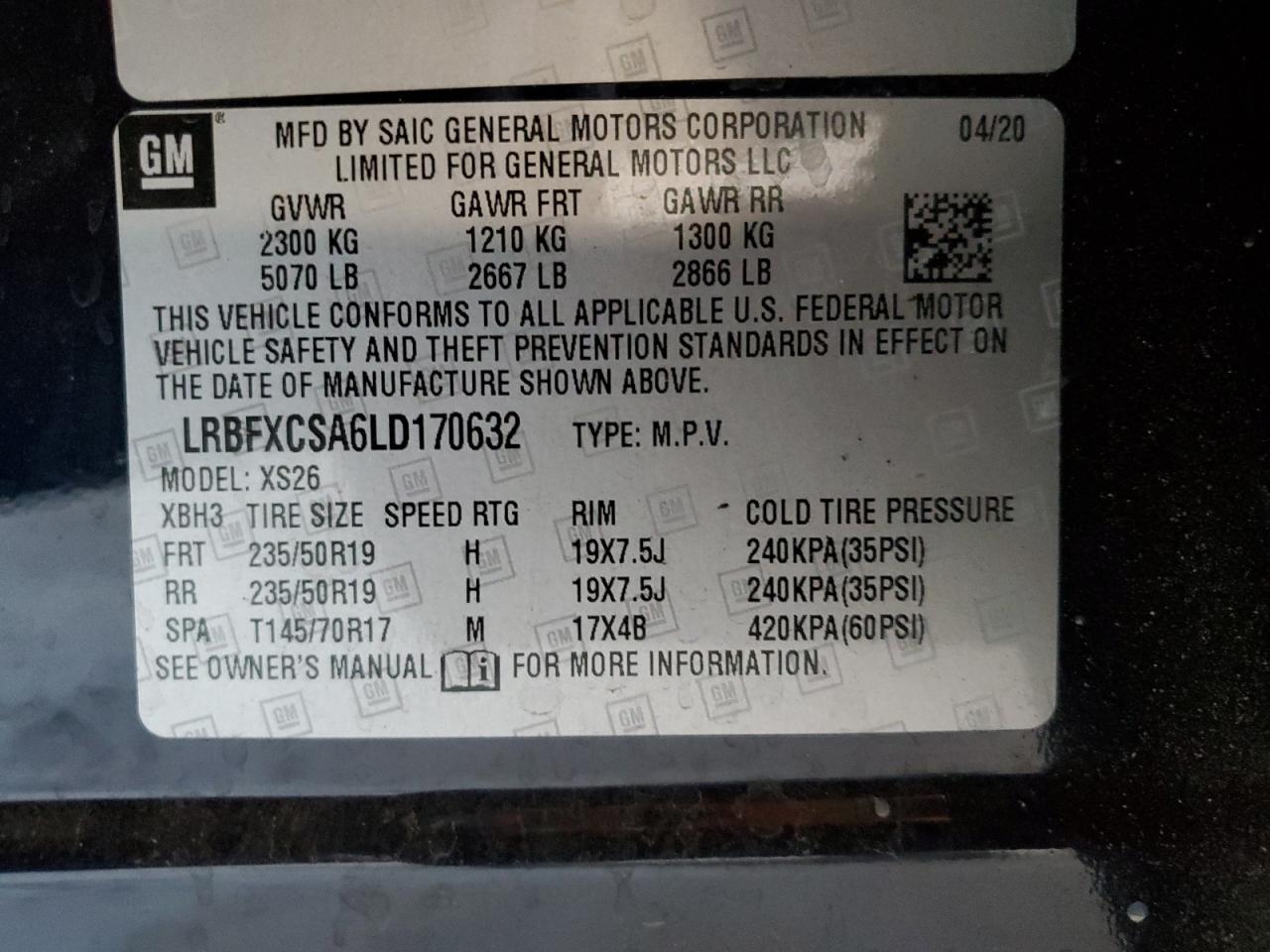2020 Buick Envision Essence VIN: LRBFXCSA6LD170632 Lot: 89838465