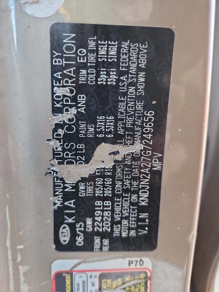 2016 Kia Soul VIN: KNDJN2A27G7249656 Lot: 90647305