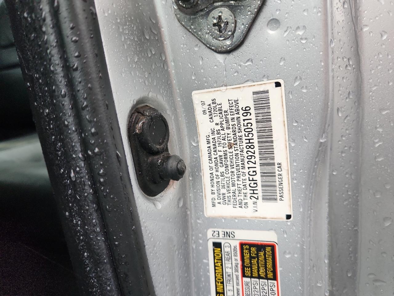 2008 Honda Civic Exl VIN: 2HGFG12928H505196 Lot: 87033285