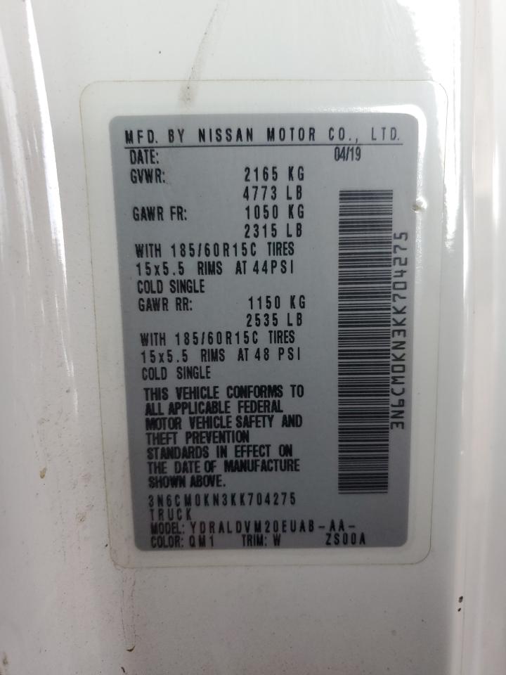 2019 Nissan Nv200 2.5S VIN: 3N6CM0KN3KK704275 Lot: 80300475