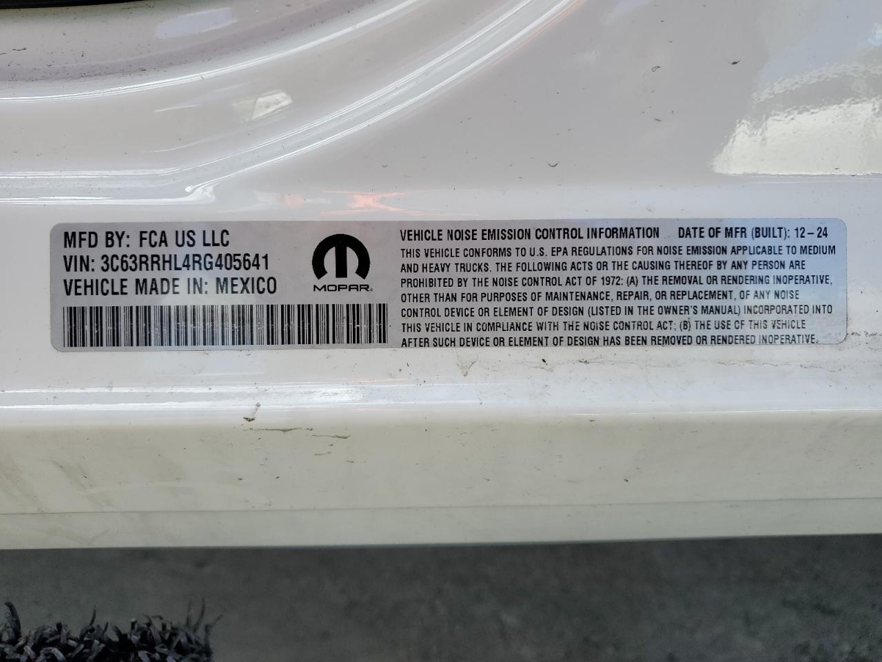 2024 Ram 3500 Big Horn VIN: 3C63RRHL4RG405641 Lot: 85821485