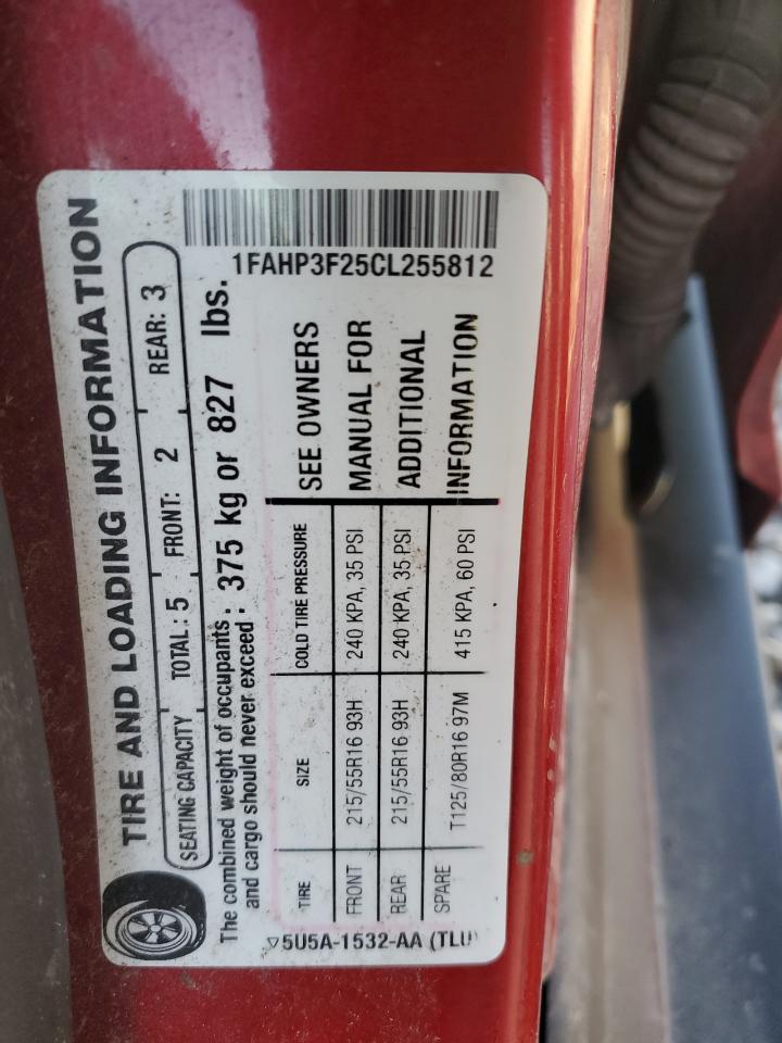 2012 Ford Focus Se VIN: 1FAHP3F25CL255812 Lot: 82206555