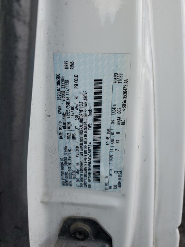 2010 Ford Econoline E150 Van VIN: 1FTNE1EW5ADA69724 Lot: 85286095