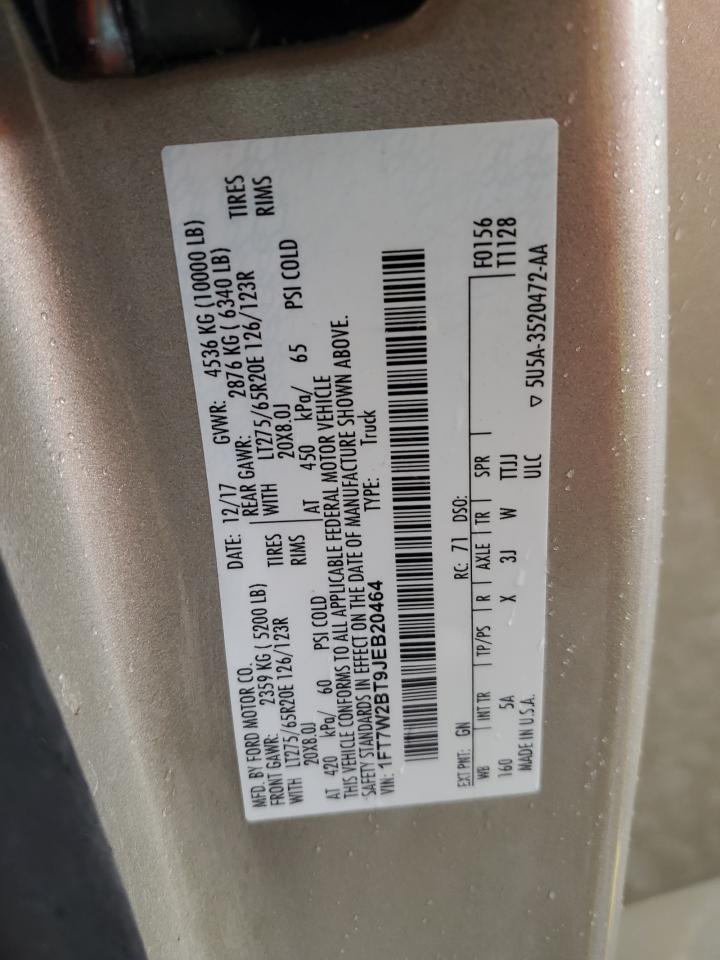 2018 Ford F250 Super Duty VIN: 1FT7W2BT9JEB20464 Lot: 85331825