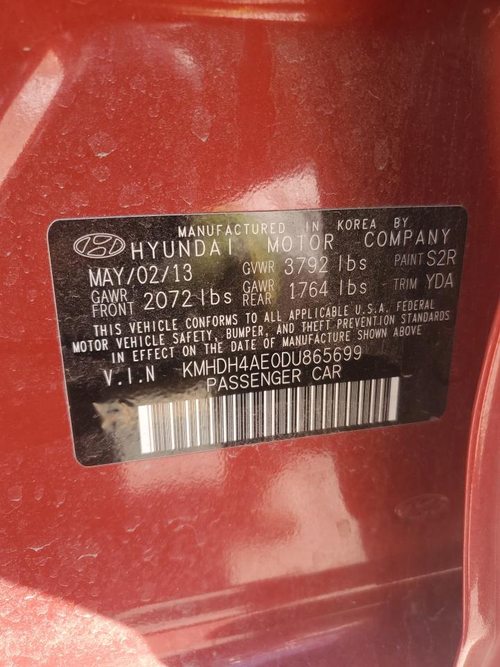 2013 Hyundai Elantra Gls VIN: KMHDH4AE0DU865699 Lot: 85747755