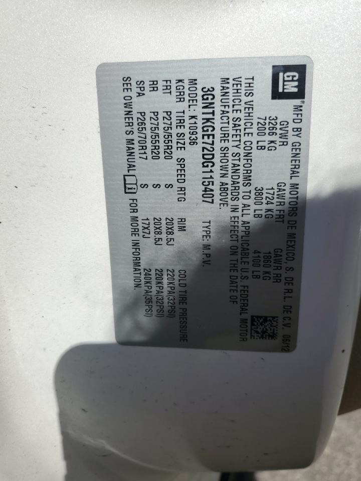 2013 Chevrolet Avalanche Ltz VIN: 3GNTKGE72DG115407 Lot: 85359255