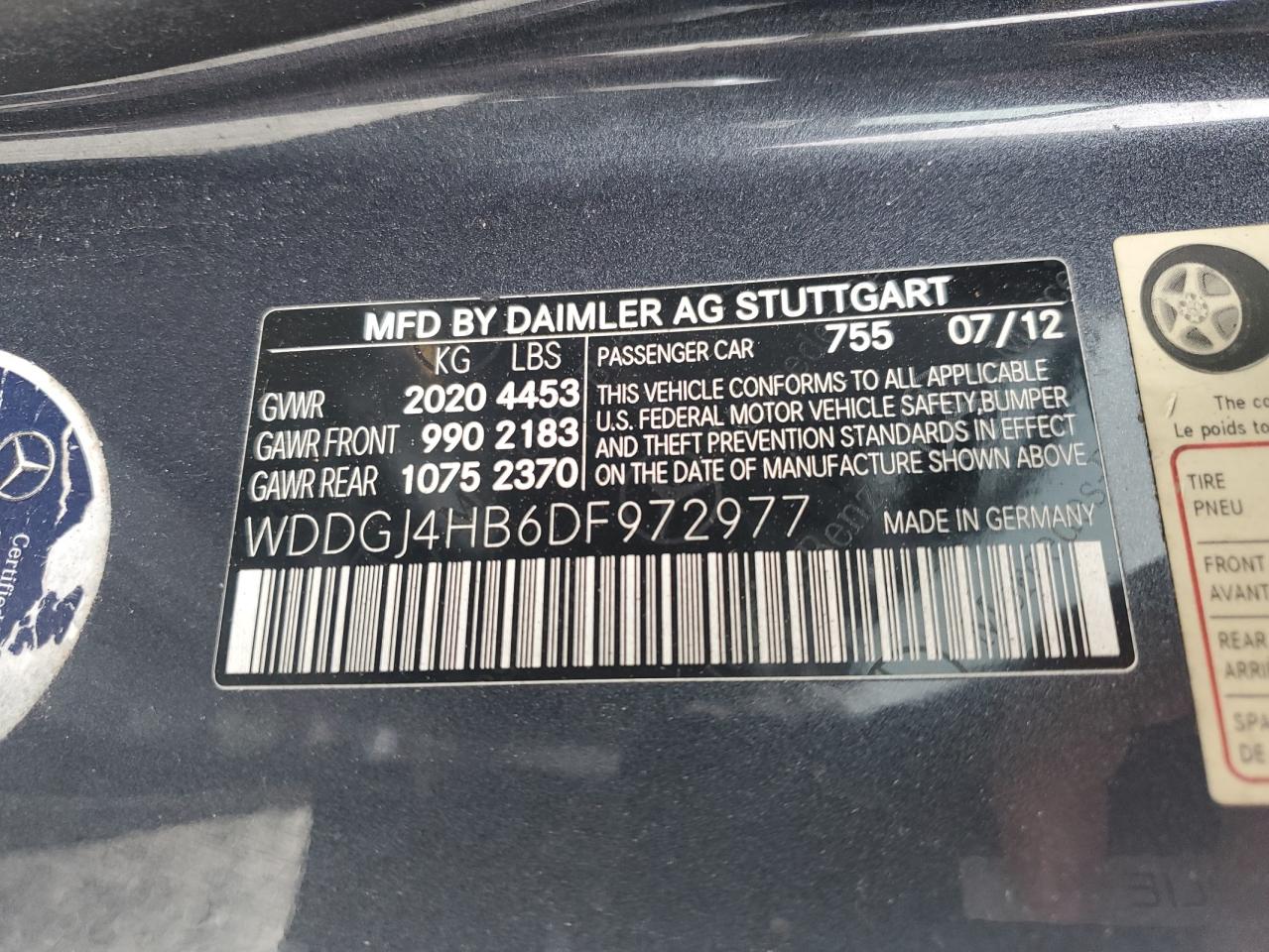 2013 Mercedes-Benz C 250 VIN: WDDGJ4HB6DF972977 Lot: 85396125