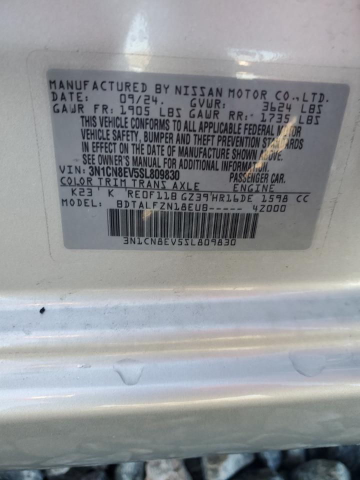 2025 Nissan Versa Sv VIN: 3N1CN8EV5SL809830 Lot: 85308495