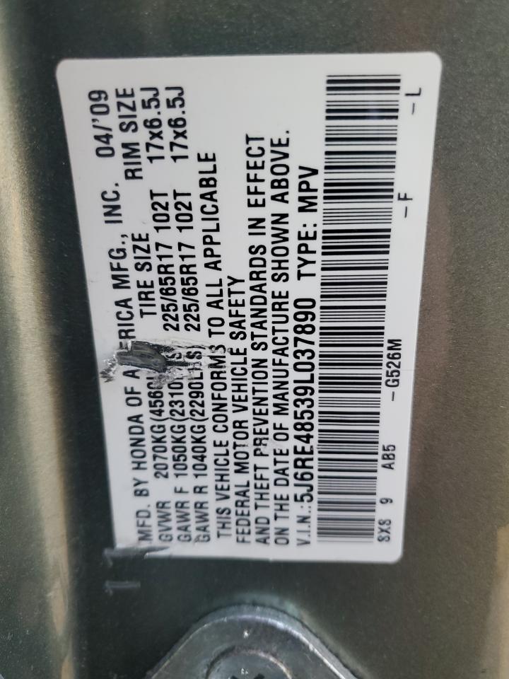 2009 Honda Cr-V Ex VIN: 5J6RE48539L037890 Lot: 82422435