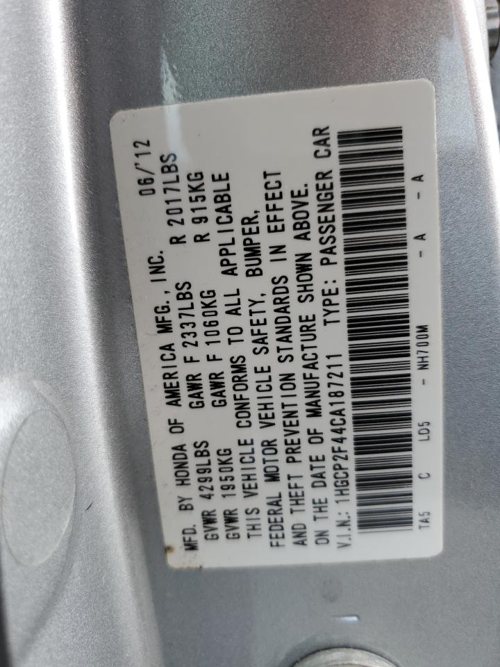 2012 Honda Accord Lxp VIN: 1HGCP2F44CA187211 Lot: 84607445