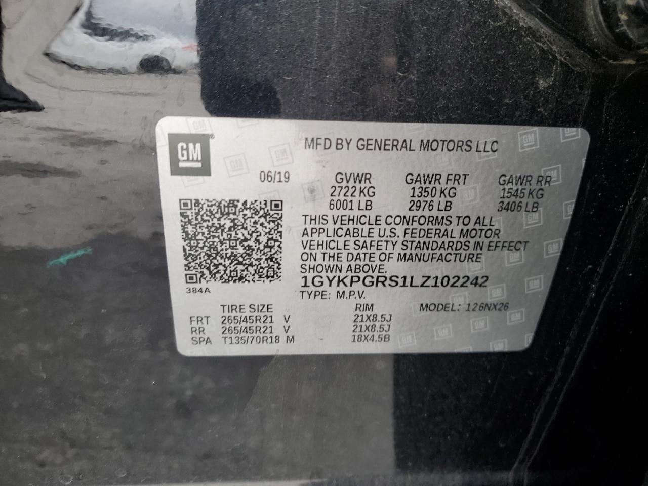 2020 Cadillac Xt6 Sport VIN: 1GYKPGRS1LZ102242 Lot: 85711205