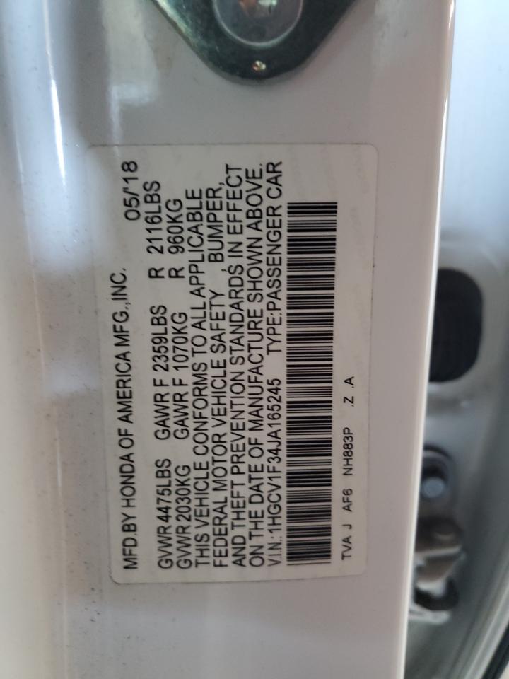 2018 Honda Accord Sport VIN: 1HGCV1F34JA165245 Lot: 82181205