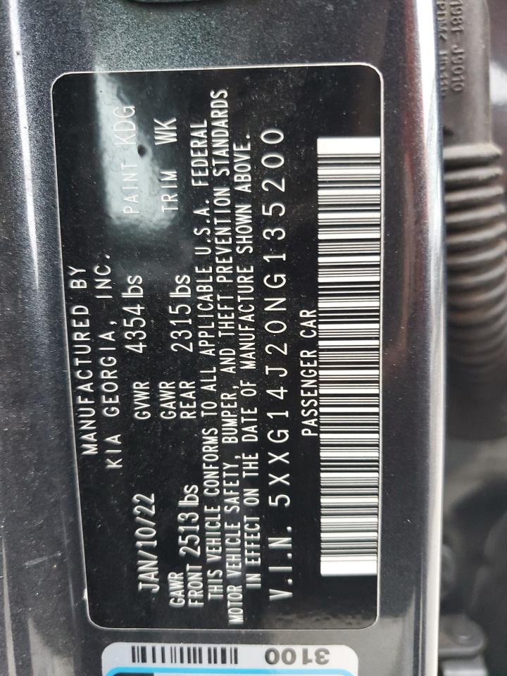 2022 Kia K5 Lxs VIN: 5XXG14J20NG135200 Lot: 90069995