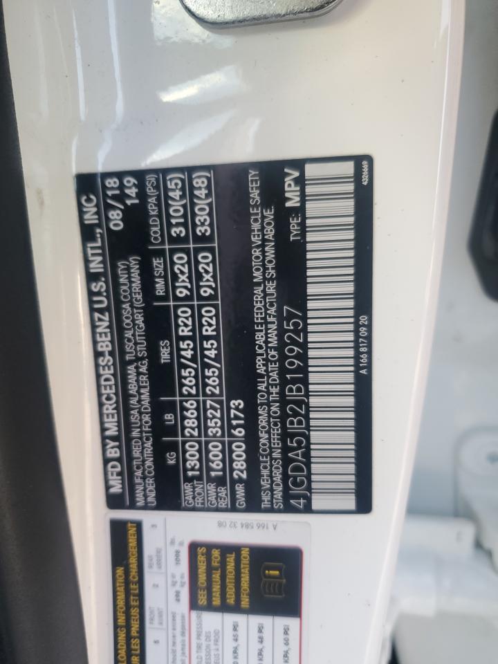 2018 Mercedes-Benz Gle 350 VIN: 4JGDA5JB2JB199257 Lot: 82511405