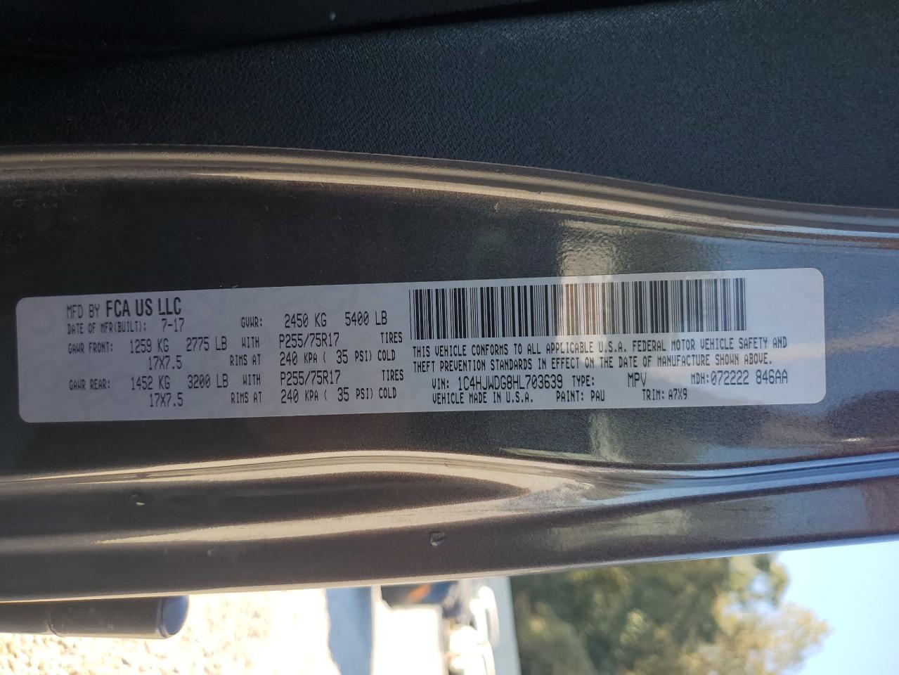 2017 Jeep Wrangler Unlimited Sport VIN: 1C4HJWDG8HL703639 Lot: 86323665