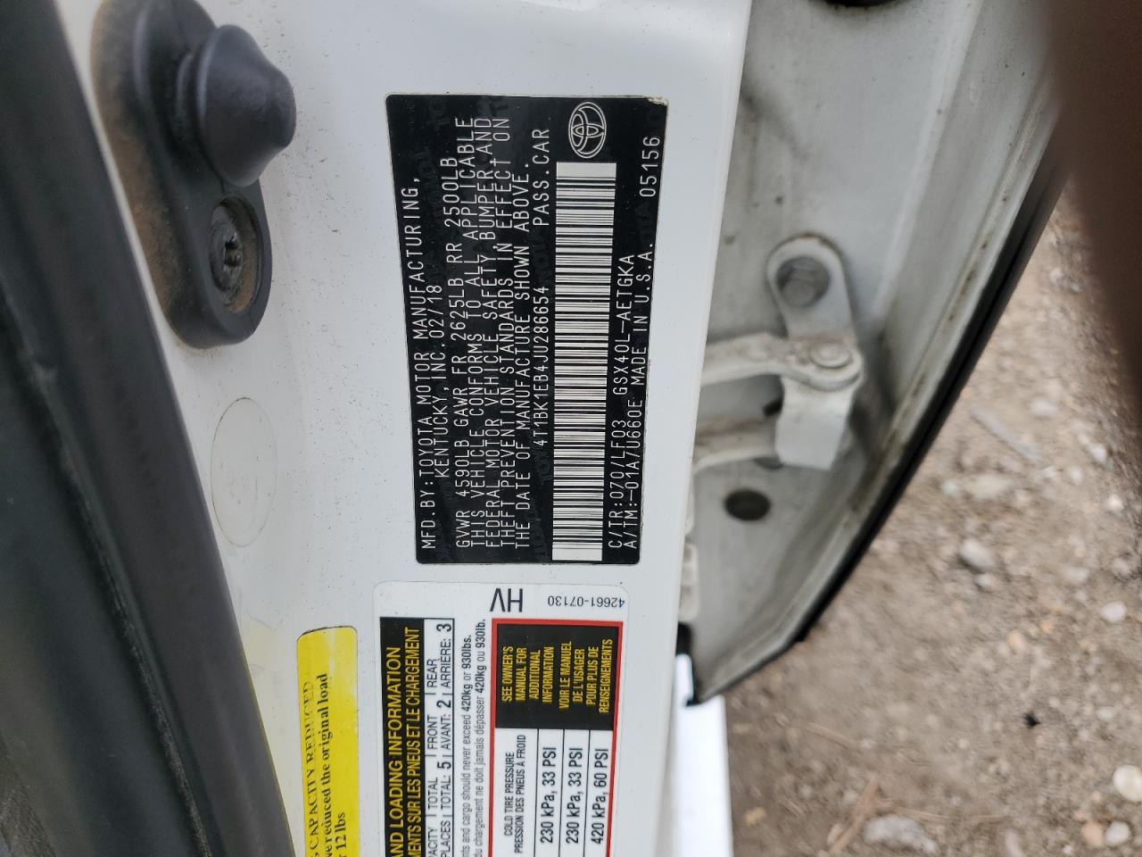 2018 Toyota Avalon Xle VIN: 4T1BK1EB4JU286654 Lot: 82431595