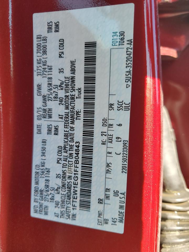 2015 Ford F150 Supercrew VIN: 1FTEW1EG1FFB04843 Lot: 86331255