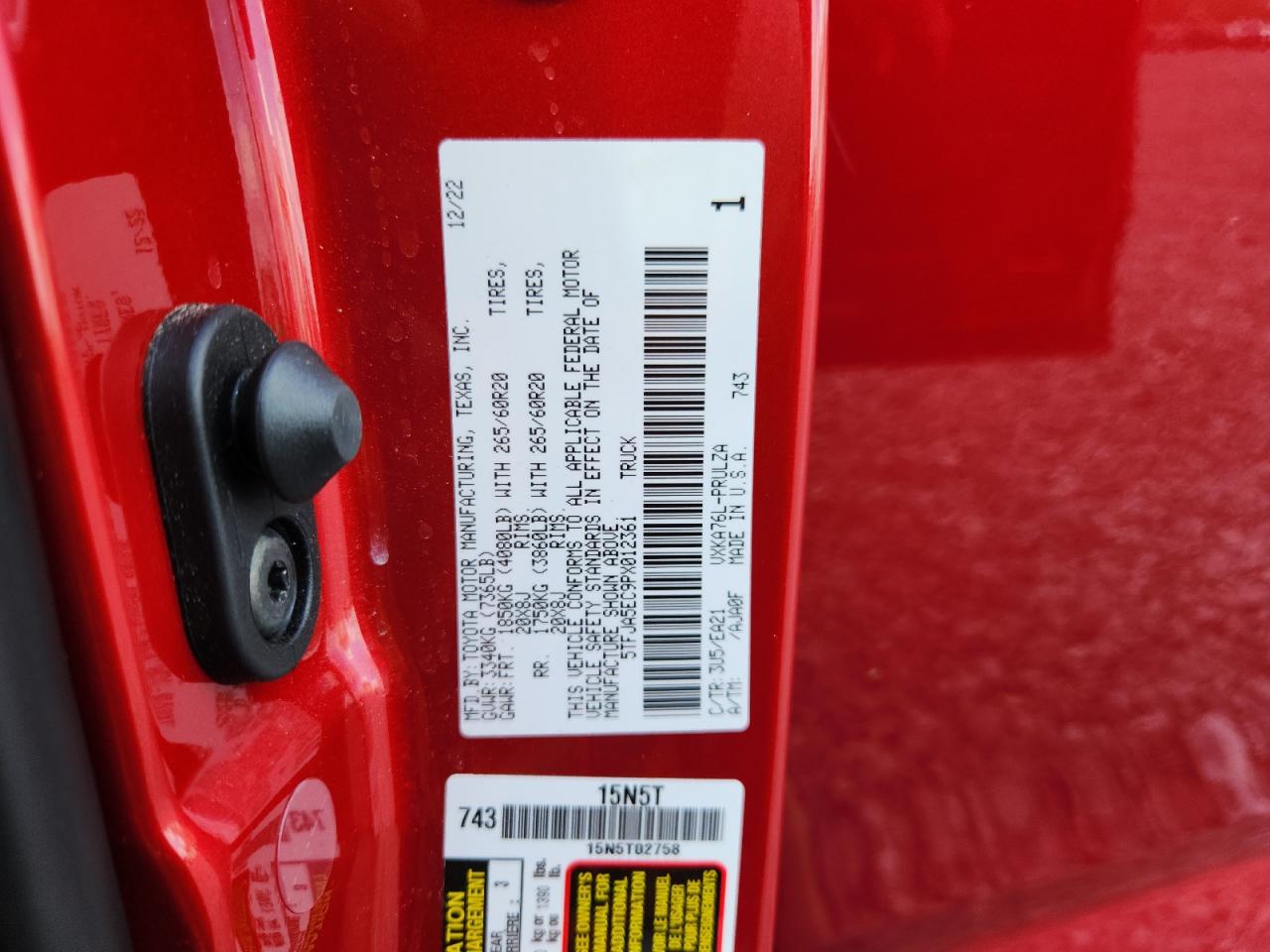 2023 Toyota Tundra Crewmax Limited VIN: 5TFJA5EC9PX012361 Lot: 82304965