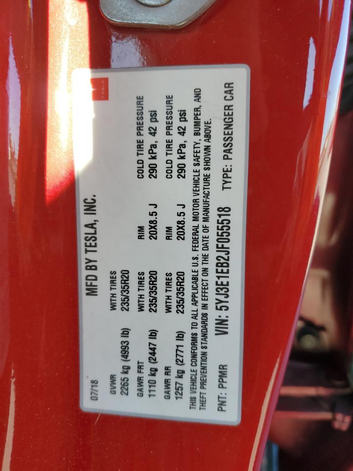 2018 Tesla Model 3 VIN: 5YJ3E1EB2JF055518 Lot: 82637115