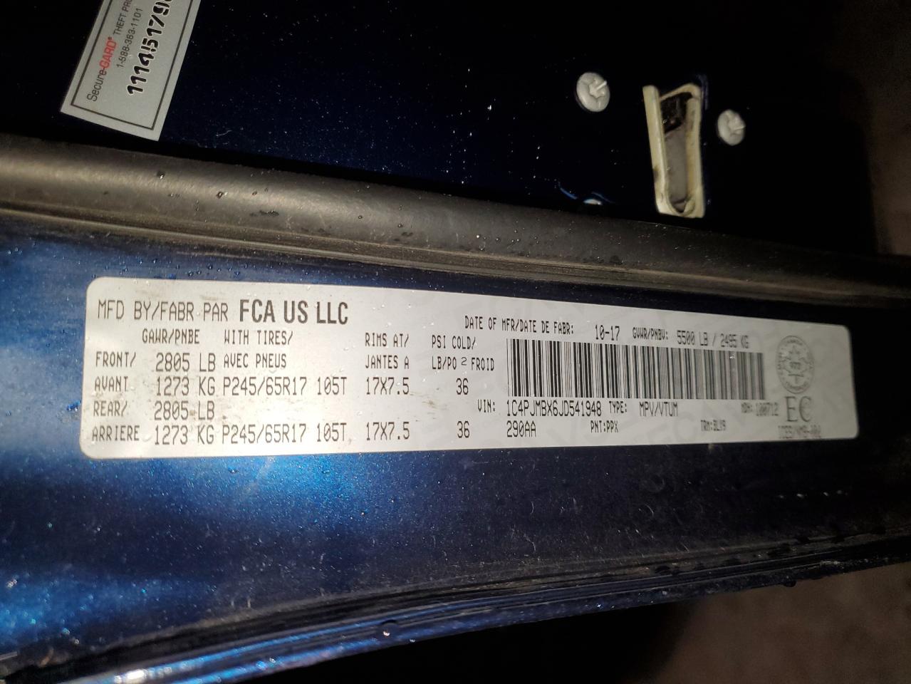 2018 Jeep Cherokee Trailhawk VIN: 1C4PJMBX6JD541948 Lot: 90679775