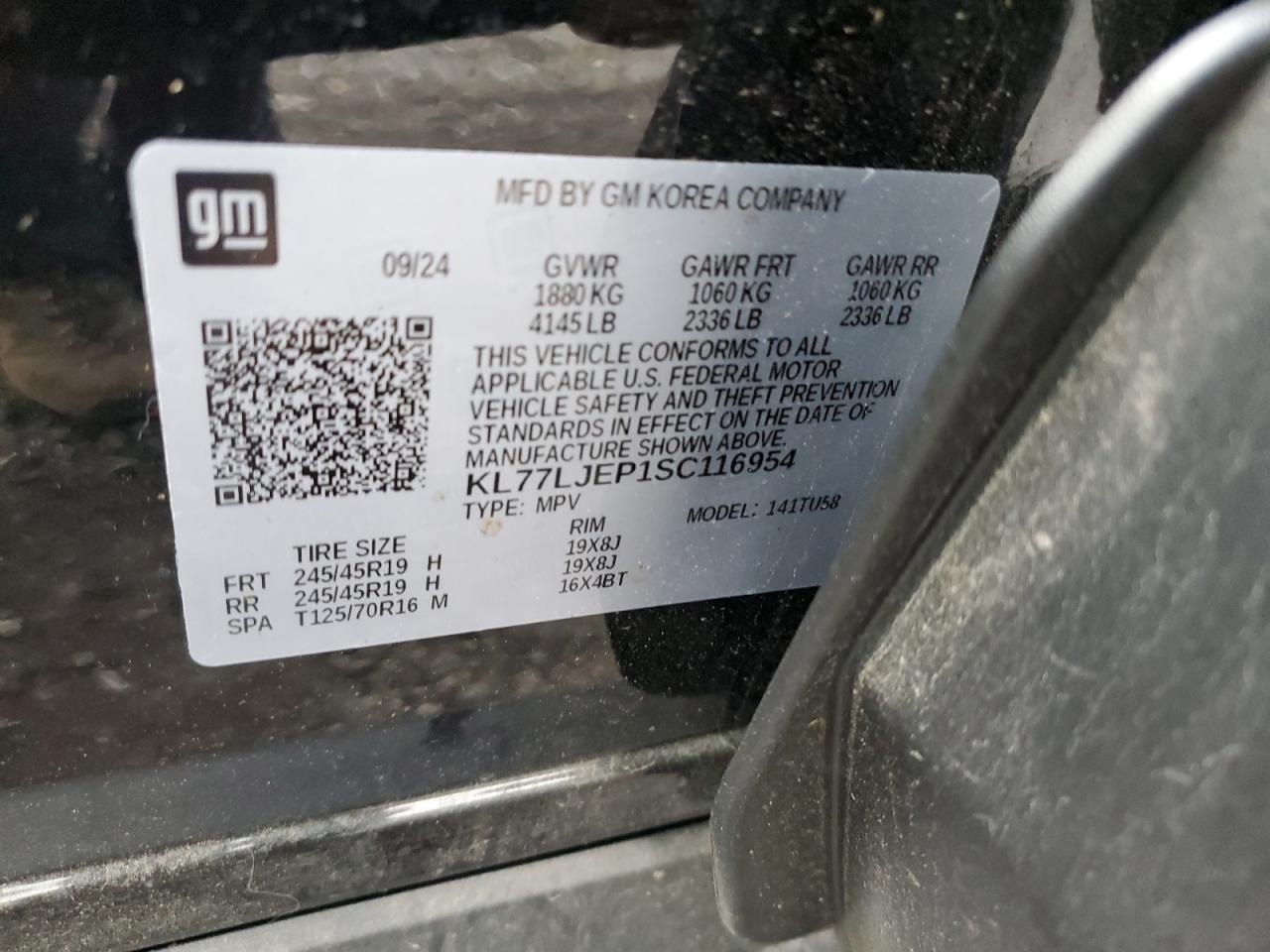 2025 Chevrolet Trax 2Rs VIN: KL77LJEP1SC116954 Lot: 85207245