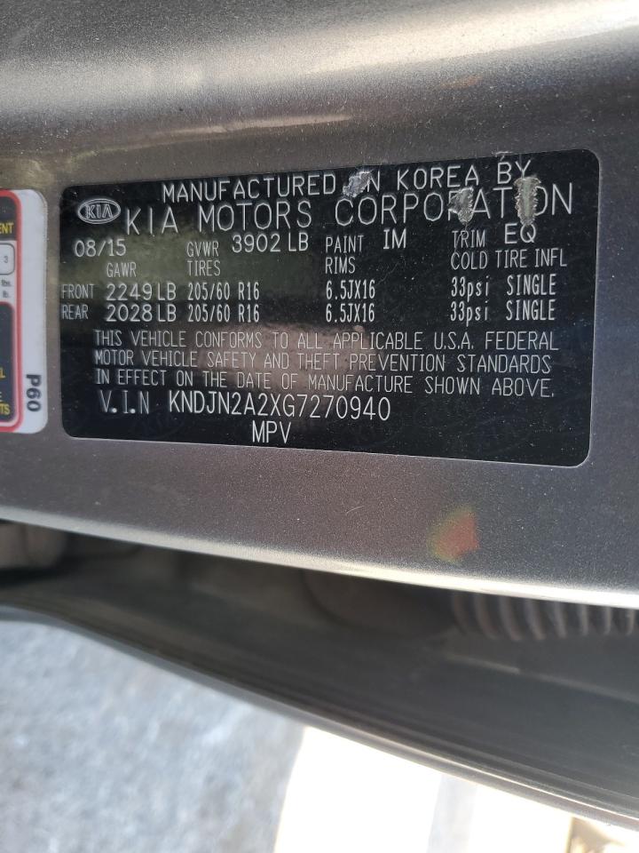 2016 Kia Soul VIN: KNDJN2A2XG7270940 Lot: 85000065