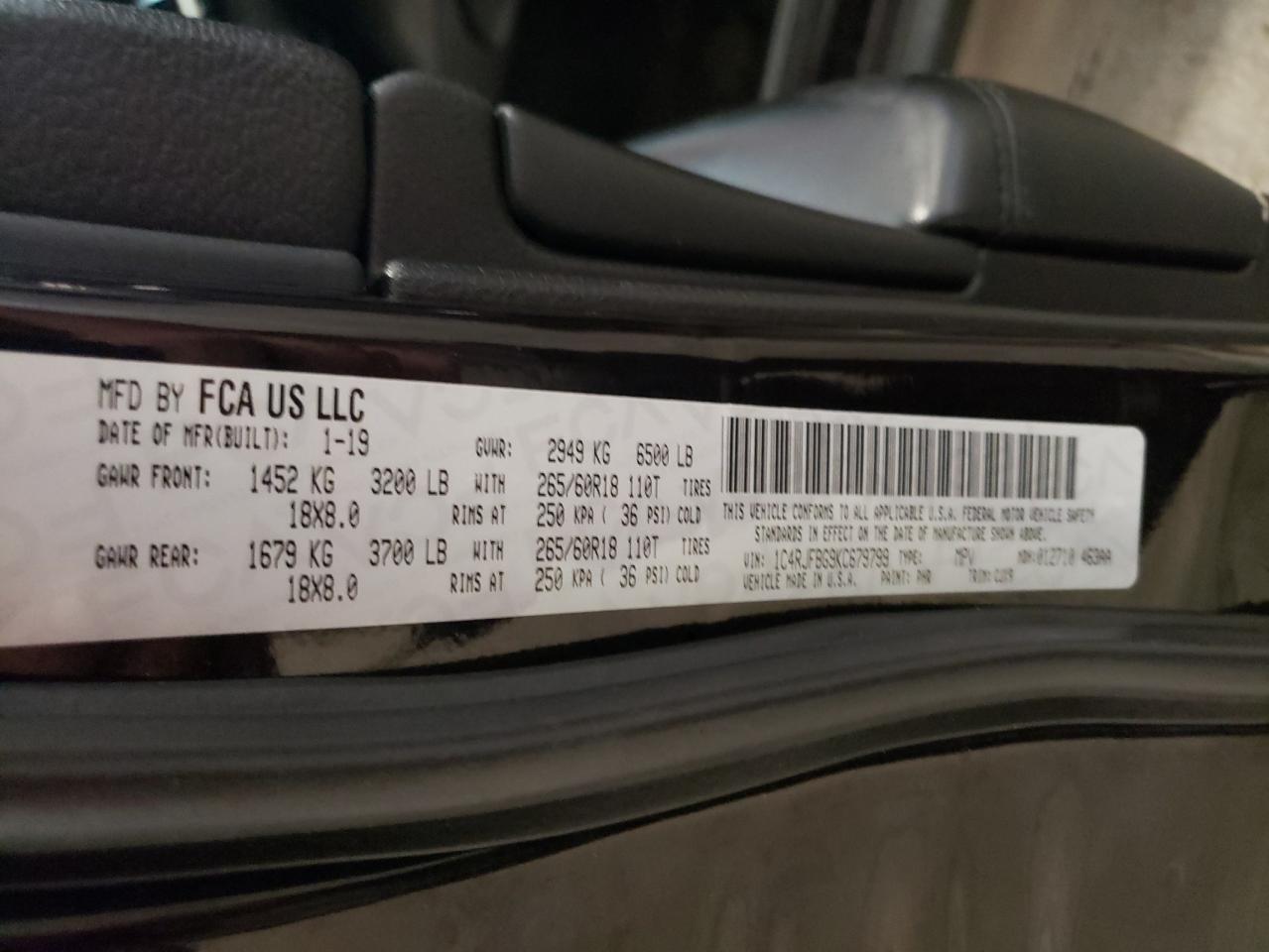 2019 Jeep Grand Cherokee Limited VIN: 1C4RJFBG9KC679799 Lot: 82224605