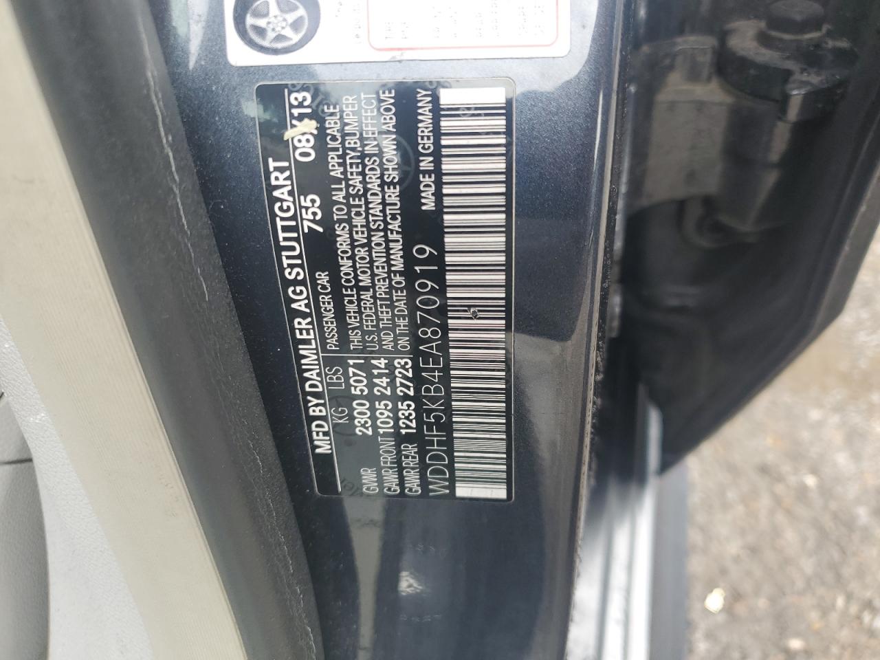 2014 Mercedes-Benz E 350 VIN: WDDHF5KB4EA870919 Lot: 85504325